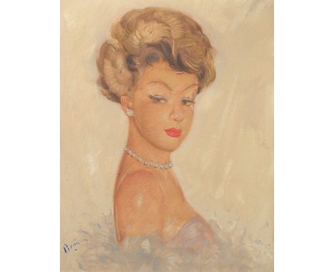 Mid-20th Century Continental School, a bust length portrait of a lady, oil on canvas, indistinctly signed, 19.75" x 15.75" (5