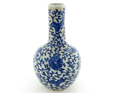 Floral decor, 33 cm. tall, marked with double ring.