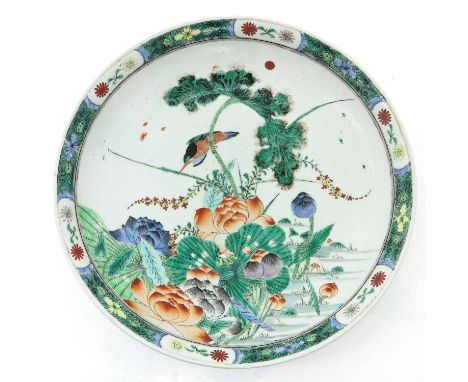 Decorated with birds and flowers, Kangxi mark, 42 cm. in diameter. 