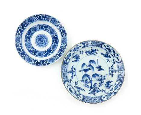 Including one Kangxi Mark and Period, largest plate is 24 cm. in diameter, chip.