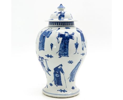 Depicting Chinese figures, Kangxi Mark, 47 cm. tall.