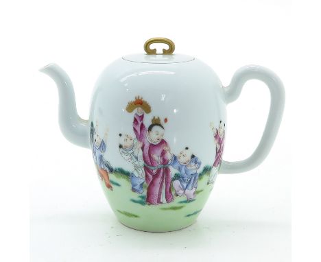 Decorated with children in garden, 12 cm. tall.