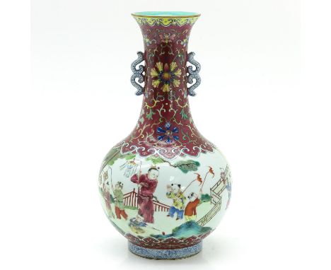 Depicting Chinese children in garden, Jiaqing mark, 33 cm. tall.