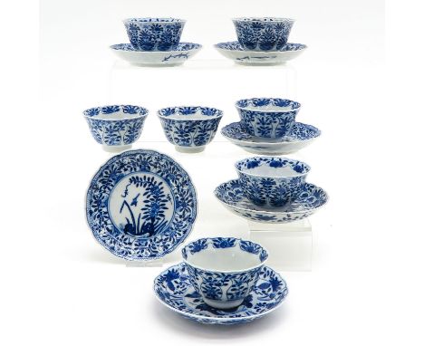 Including 7 cups and 6 saucers, 13 cm. in diameter, marked with jade, chip.