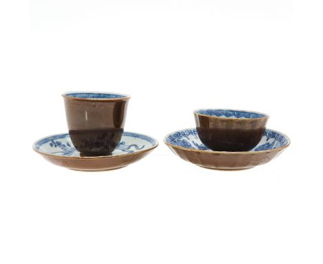 18th Century, saucers are 13 cm. in diameter, fritting and hairline.