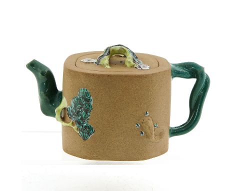 With enamel decor, 10 cm. tall, chip inside cover.