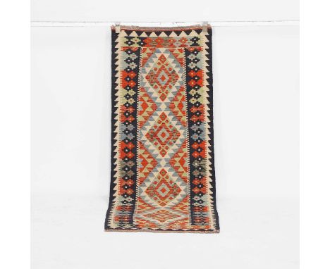 A flat-weave wool runner, of recent manufacture, 180 x 66cm