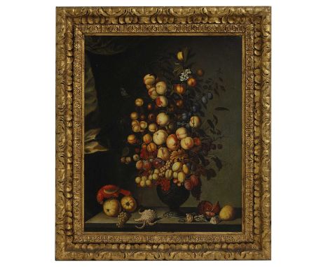 After Balthasar van der Ast A still life of fruit in a vase with a parrot and shellsoil on canvas100 x 80cmCondition ReportFr