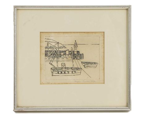 ▲ Bryan Pearce (1929-2007) 'The Stone Boat at Newlyn'etching, signed and dated 'Bryan Pearce/72' in pencil l.r., and numbered