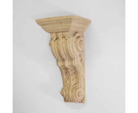 A large neoclassical composition wall bracket, of recent manufacture, of scrolling form with acanthus detail,37cm wide37cm de