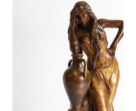 A Goldscheider painted terracotta figure, late 19th century, Austrian, 'Rebecca', stamped '2587/866/16', with raised maker's 