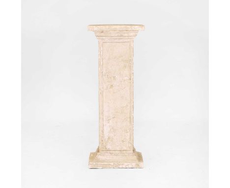 A plaster and composite column, of recent manufacture, with panelled sides, 35cm wide35cm deep90cm high