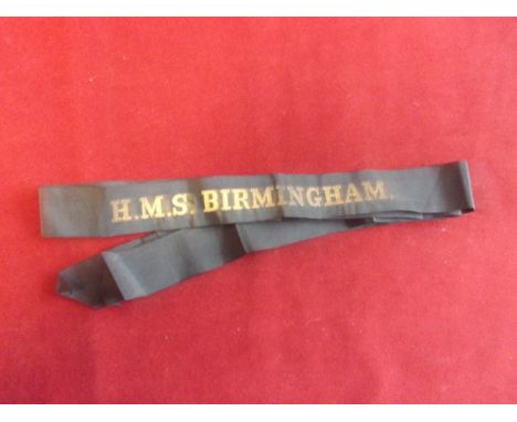 H.M.S.&nbsp;Birmingham WWII Royal Navy Cap Tally, H.M.S.&nbsp;Birmingham&nbsp;was a member of the first group of five ships o