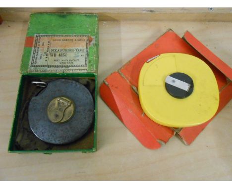 Vintage John Rabone WB 4851 Steel Cased Steel Tape in original box and one other
