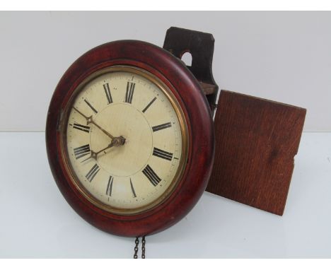 A Victorian postman's alarm clock striking a bell, weights and pendulum