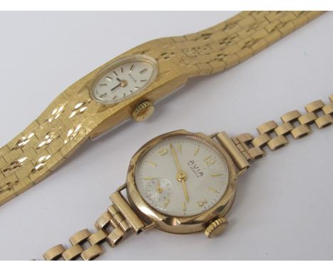 Two Avia lady's watches: 9ct gold manual wind and quartz (2)