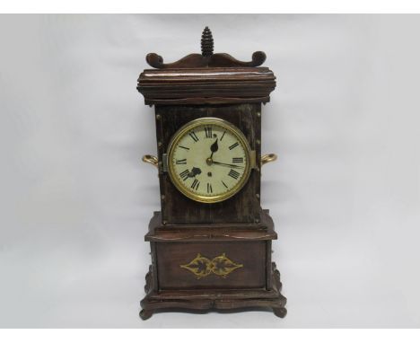 An early 20th Century table clock in scratch built case, housing a single train chain fusee movement with compund pendulum, 6