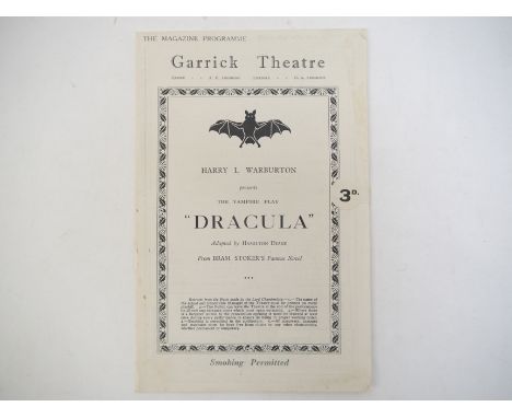 Bram Stoker (adapted by Hamilton Deane), 'Dracula', 1927 Garrick Theatre programme, 24pp programme, original stapled pictoria