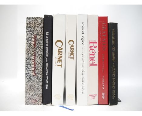 (Fashion) A collection of eight books showcasing fabrics used by fashion designers, three issued by fashion houses themselves