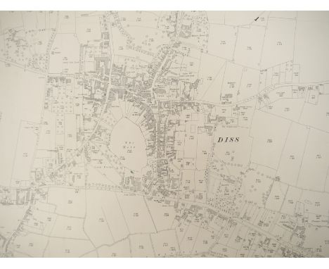 Nine early 20th Century rolled Ordnance Survey large sheet maps, including Diss 1927, plus others Palgrave, Needham/Shotford,