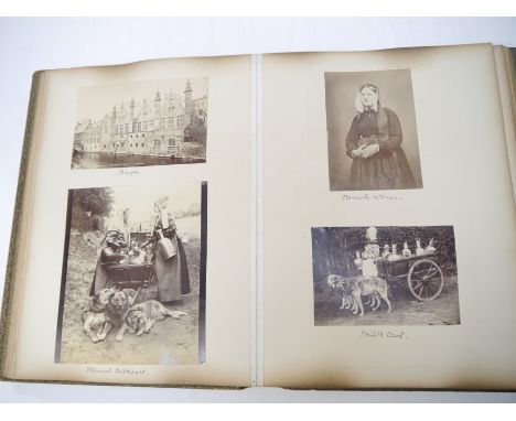 A Victorian photograph album containing approx. 100 albumen and other photos 1887-1892, topographical and architectural views