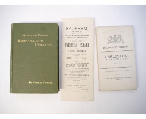 Harleston - 'Notes on the Parish of Redenhall with Harleston', by Charles Candler, 1896, 1st edition, Loosely inserted a lett