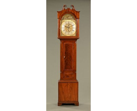 A 19th century longcase clock with ship automaton to arch, maker James Houston Johnston, with two train striking movement, th