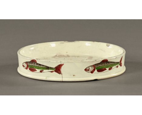 A large 18th century Liverpool brown printed and painted Delftware char dish, circa 1760.  Unrestored (AF).  Diameter 20 cm (