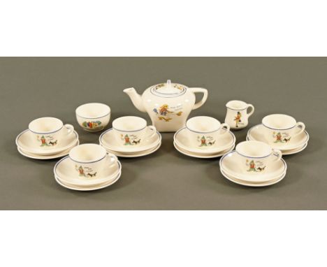 A vintage Royal Cauldon "Corona" ware child's tea set. CONDITION REPORT: Most pieces of the tea set are in very good order, p