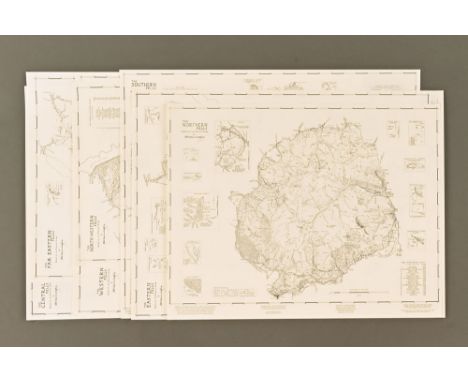 A set of seven maps of The Lakeland Fells, based on material contained in the Pictorial Guide to The Lakeland Fells by A Wain