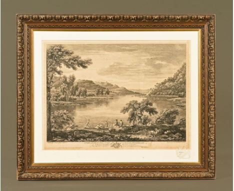 After William Bellers, an antiquarian print "A View of Haws-water", a lake near Banton in Westmoreland.  41 cm x 55 cm, frame