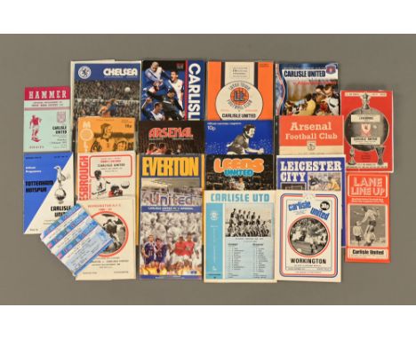 A collection of Carlisle United vintage football programmes, tickets etc.