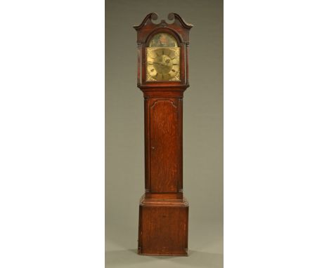 A George III oak longcase clock, with arched brass dial by T Gate Carlisle, 30 hour.