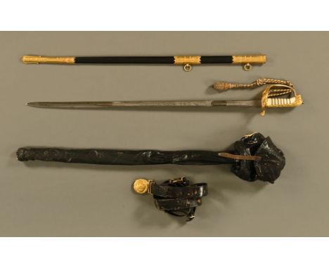 A George VI Naval Officers sword, with scabbard, outer case and belt (see illustration).