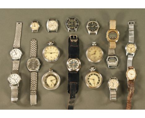 A Vintage Cronel Jet King wristwatch, together with sixteen other pocket and other wristwatches.