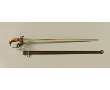 An Imperial German Cavalry Officers sword, with blade by Ernst Busch Solingen, with inspector's marks to blade, with wooden g