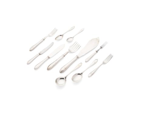 A COLLECTION OF 1950s SANDRINGHAM PATTERN FLATWARE VINERS, SHEFFIELD 1954,1955,1956 Comprising, a pair of fish servers, twel