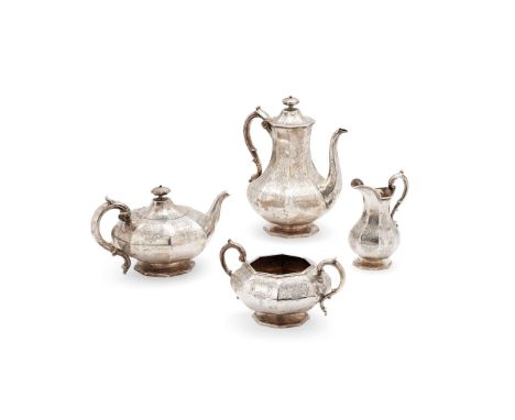  A VICTORIAN FOUR PIECE TEA SERVICE JOHN ANGELL II & GEORGE ANGELL, LONDON 1844 Comprising a teapot, waterpot, twin-handled s