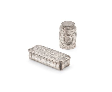  A 19TH CENTURY DUTCH BOX POSSIBLY SCHOONHOVEN, WITH DUTCH IMPORT MARK Of moulded rectangular outline, heavily chased Classic