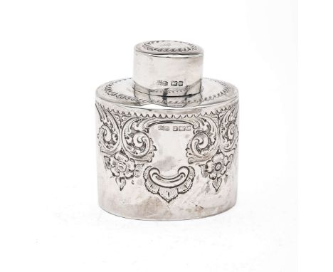  CALCUTTA - AN INDIAN EXPORT TEA CADDY JAMES DIXON & SONS, SHEFFIELD 1909, RETAILED BY GARRARDS, CALCUTTA Of oval outline, ch