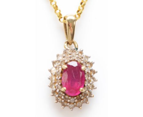 A 9ct gold ruby and diamond pendant, 1.9gm 