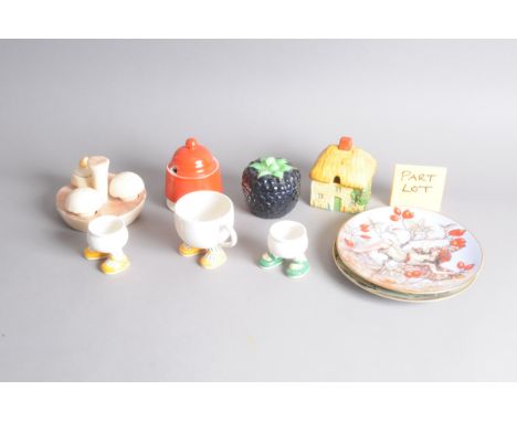 A collection of Carlton Ware pottery and other ceramics, including three walking ware items, a cruet set, and more 