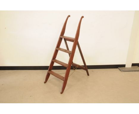 A set of first half 20th century mahogany and brass step ladders, 121cm high 