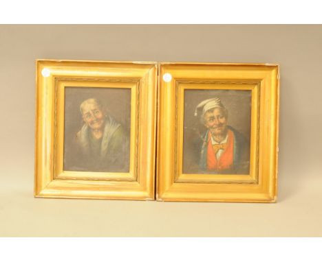 A pair of early 20th century portraits, 25cm by 20cm, oil on canvas, Portrait of a Gentleman smoking his pipe, and, Portrait 