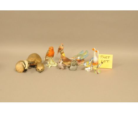 A collection of 18 ceramic birds, with examples from Royal Worcester, Goebel, Royal Copenhagen, B&amp;G and more, also a Besw