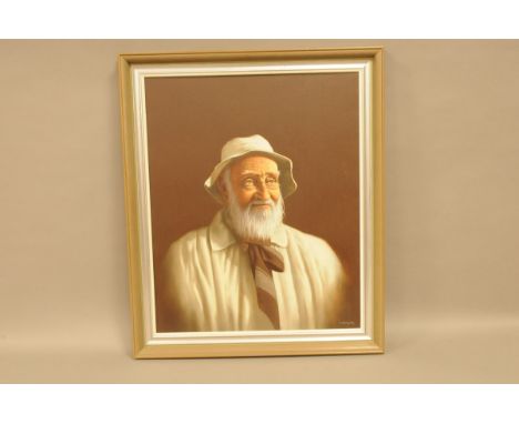 H. Shingler (20th century), 54cm by 44cm, acrylic on canvas, Portrait of a Bearded Gentleman, framed 