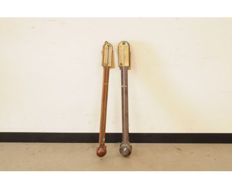 Two mid 20th century mahogany stick barometers, one marked A.G. AllenKamp, 93cm (2) 