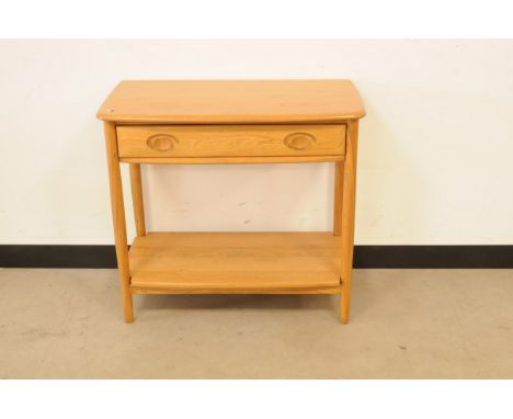 A c1970s Ercol side table, single drawer on supports with rectangular shelf stretcher, 80cm 