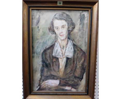 Emille Kaufmann (20th century), Portrait of Ellenor Margaret Chambers, watercolour, signed and dated 1939, inscribed on rever