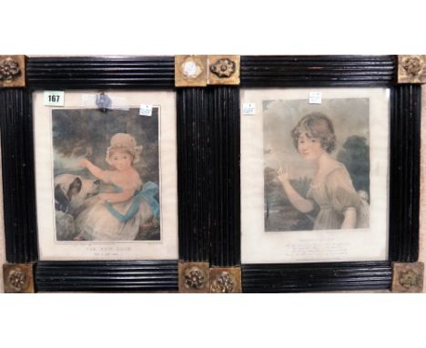After John Russell, The New Sash; After J. Medley, Morning of Life, two stipple engravings with hand colouring, each 27cm x 2